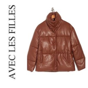 Avec Les Filles Brown Puffer Jacket